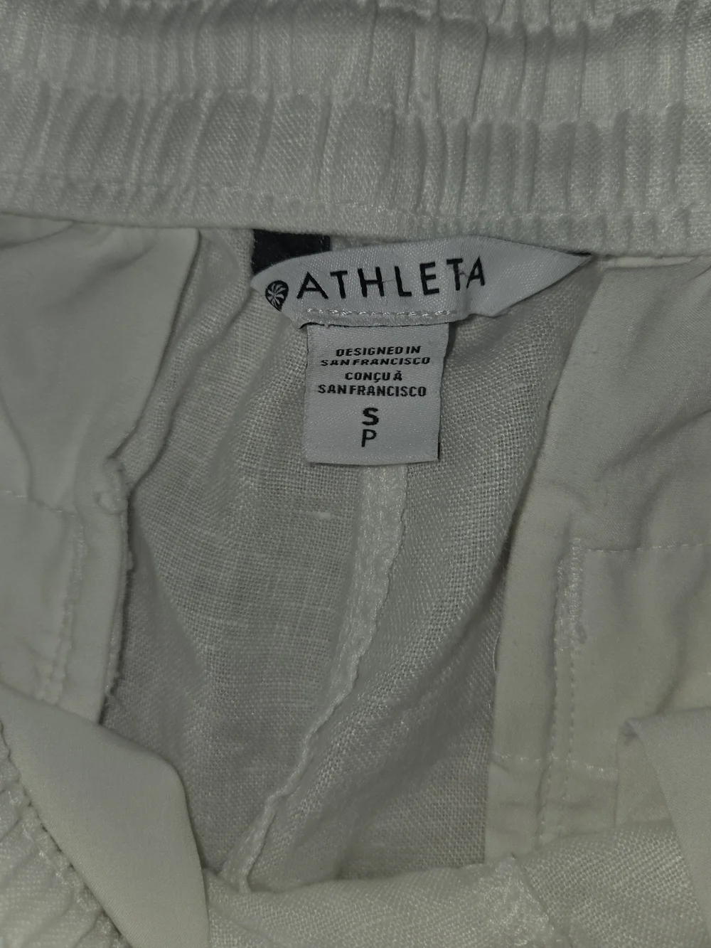 ATHLETA White Drawstring 100% Linen Women's Shorts 4 Pocket Size Small